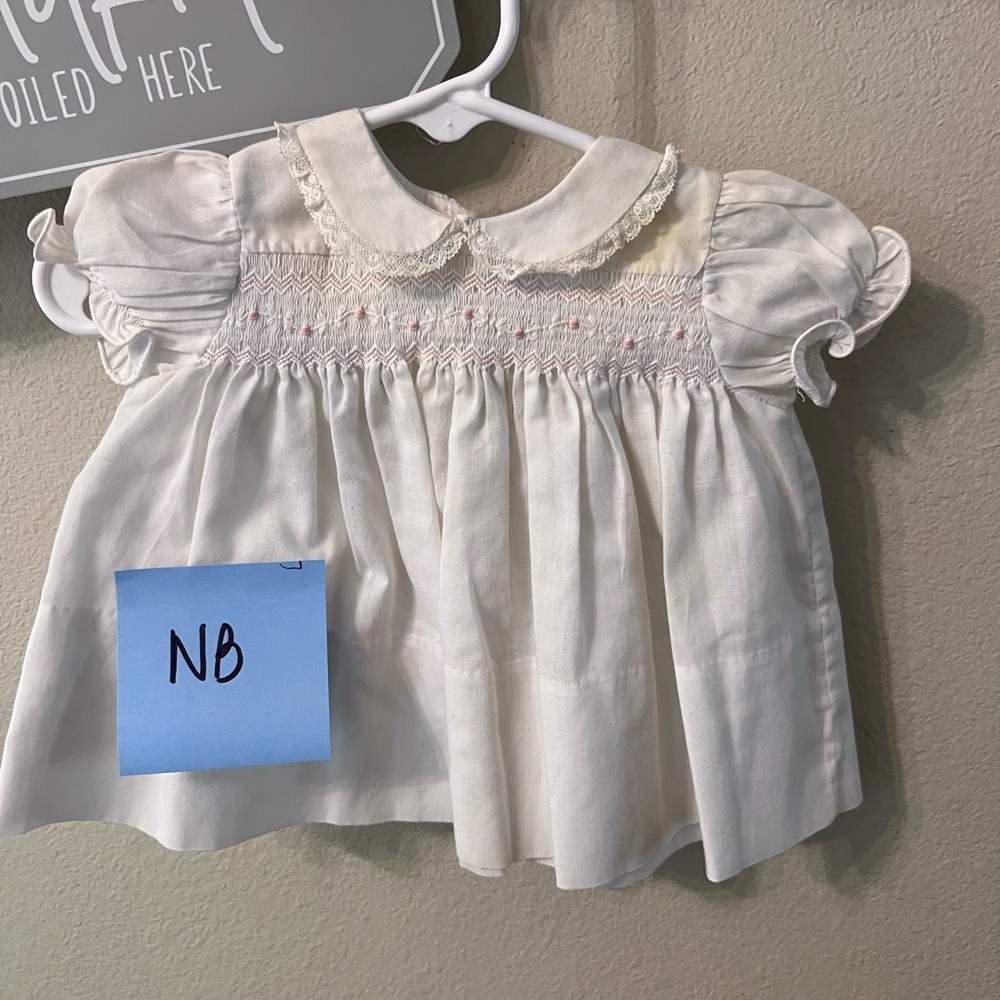 White Blouse with Peter Pan Collar and Smocking